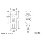 Diode Dynamics 194 HP3 LED License/Sidemarker/C-Light Bulb (Amber, Single), 2015-2025 WRX & STi - Angle 3