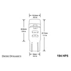 Diode Dynamics 194 HP5 LED License/Sidemarker/C-Light Bulbs (Warm White, Pair), 2015-2025 WRX & STi - Angle 3