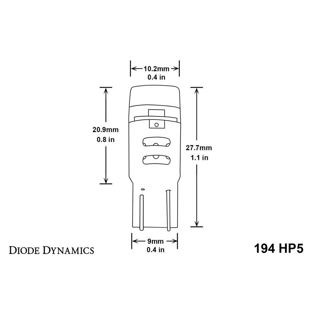 Diode Dynamics 194 HP5 Short LED Bulb (Warm White, Single) - Angle 3