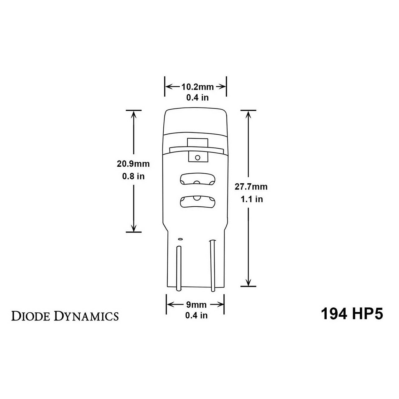 Diode Dynamics 194 HP5 Short LED Bulbs (Amber, Pair) - Angle 3
