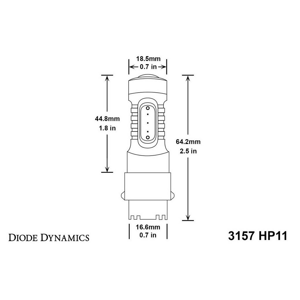 Diode Dynamics 3157 HP11 LED Rear Turn Signal Bulb (Cool White, 310 Lumens, Single), 2015-2021 Mustang - Angle 3