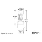 Diode Dynamics 3157 HP11 LED Rear Turn Signal Bulbs (Red, 310 Lumens, Pair), 2000-2017 Focus - Angle 3