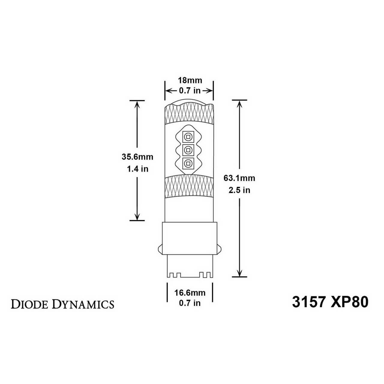 Diode Dynamics 3157 XP80 LED Turn Signal Bulb (Amber, 510 Lumens, Single), 2015-2017 STi - Angle 3