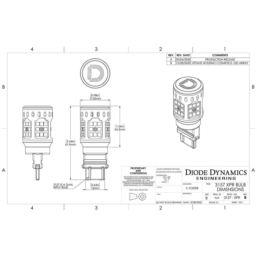Diode Dynamics 3157 XPR LED Bulbs (Cool White, Pair), 2015-2019 Mustang - Angle 3
