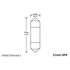 Diode Dynamics 31mm HP6 LED Dome Light Bulb (Blue, 130 Lumens, Each), 2015-2025 WRX/STi & 2013+ BRZ/86 - Angle 3