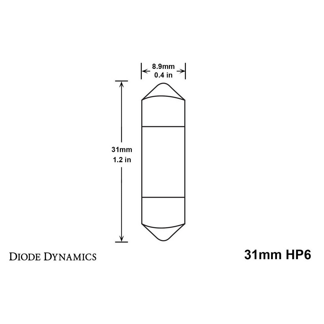 Diode Dynamics 31mm HP6 LED Map Light Bulbs (Cool White, 130 Lumens, Pair), 2015-2025 WRX & STi - Angle 3