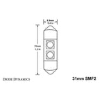 Diode Dynamics 31mm SMF2 LED Map Light Bulb (24 Lumens, Amber, Single), 2015-2025 WRX & STi - Angle 3