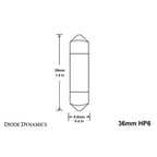 Diode Dynamics 36mm HP6 LED Map Light Bulb (Blue, Pair) - Angle 3