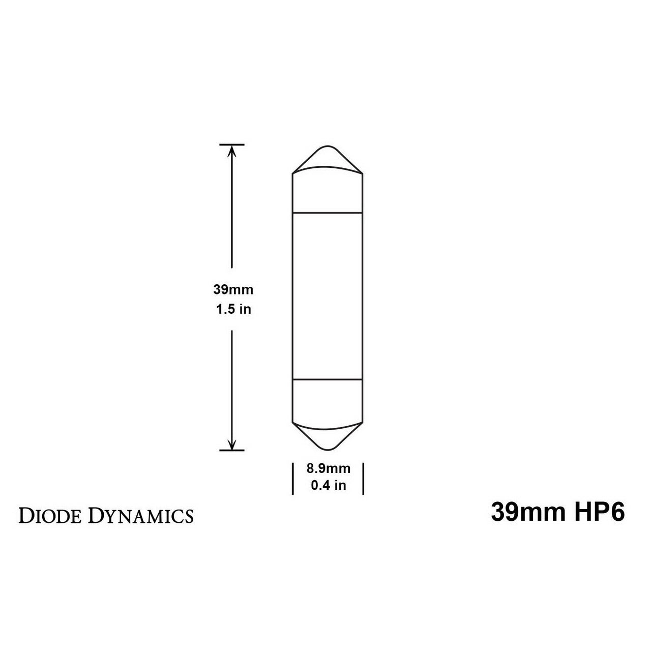 Diode Dynamics 39mm HP6 LED Map Light Bulb (Blue, Single) - Angle 3