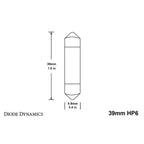 Diode Dynamics 39mm HP6 LED Map Light Bulbs (Red, Pair) - Angle 3