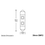 Diode Dynamics 39mm SMF2 LED Map Light Bulbs (24 Lumens, Warm White, Pair) - Angle 3