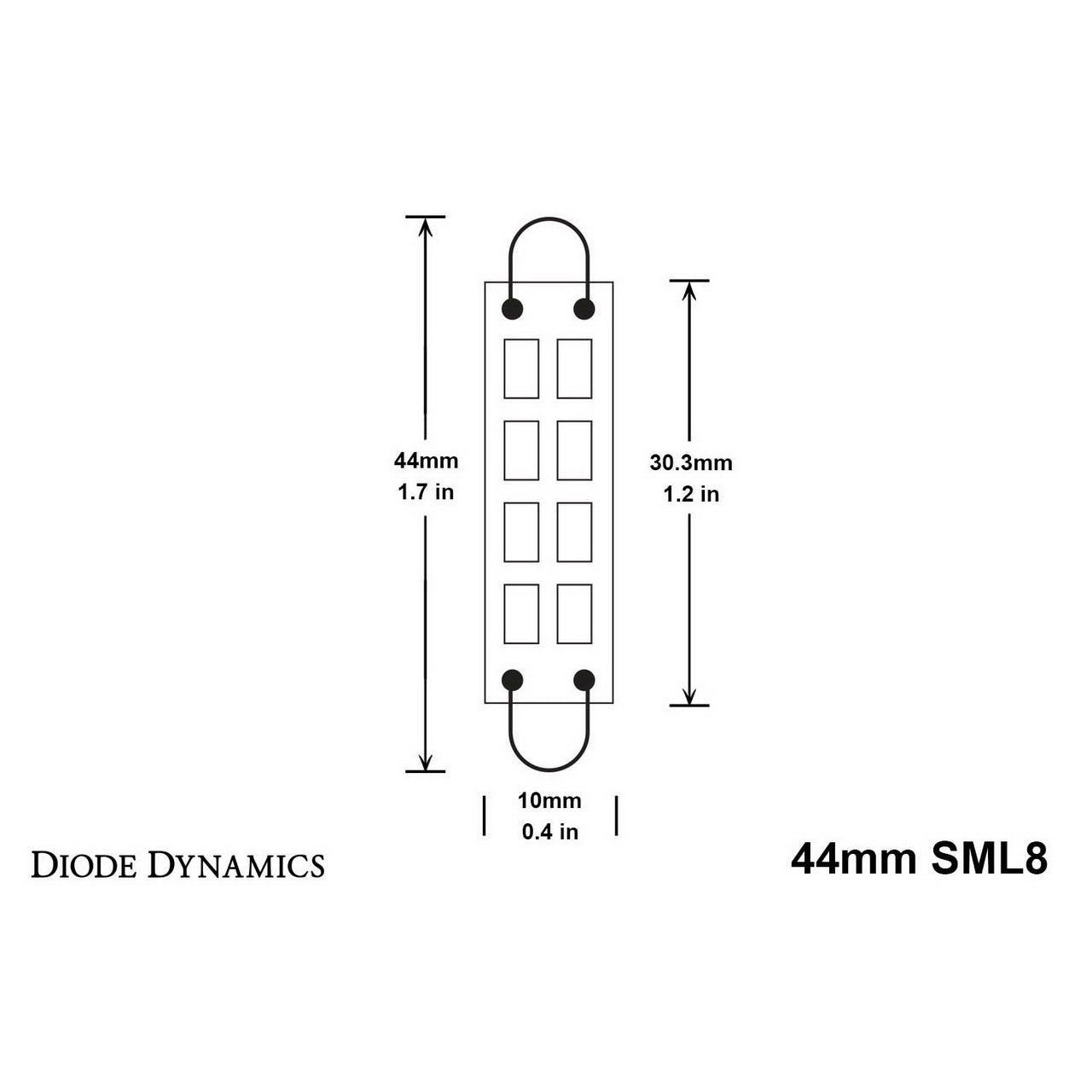 Diode Dynamics 44mm SML8 LED Map Light Bulbs (Red, Pair) - Angle 3