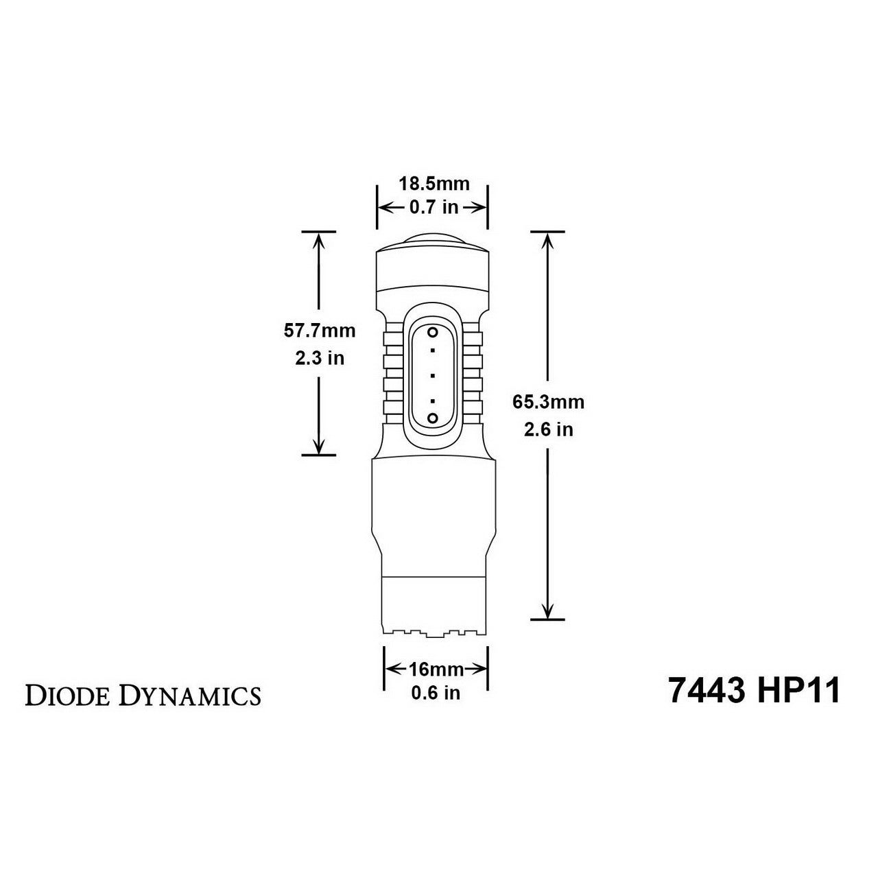 Diode Dynamics 7443 HP11 LED Backup Bulb (Cool White, 310 Lumens, Single), 2002-2014 WRX - Angle 3
