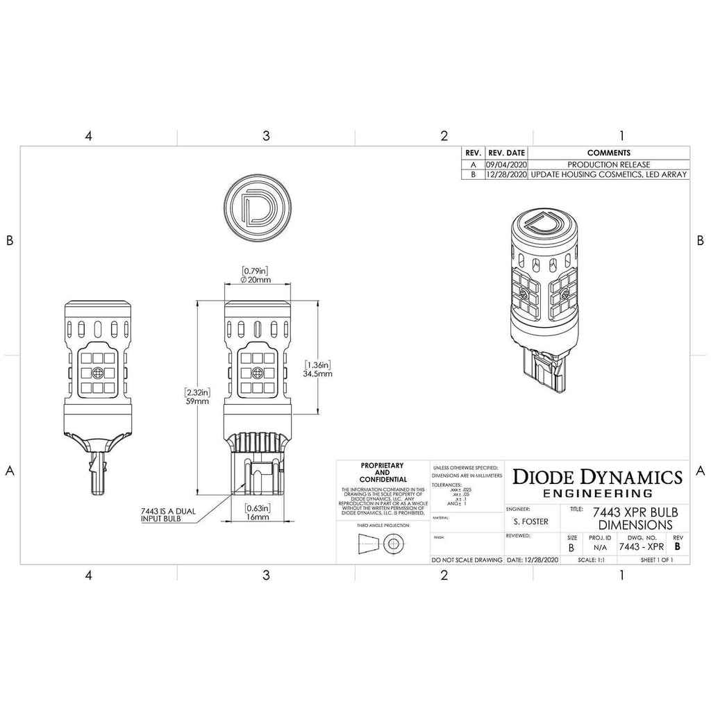 Diode Dynamics 7443 XPR LED Backup Light Bulb (Cool White, 280 Lumens, Single), 2002-2014 WRX - Angle 3