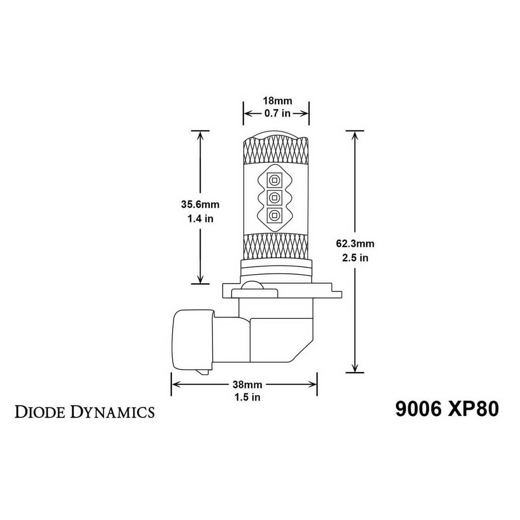 Diode Dynamics 9006 XP80 LED Fog Light Bulbs (Cool White, 520 Lumens, Pair), 2008-2014 WRX & STi - Angle 3