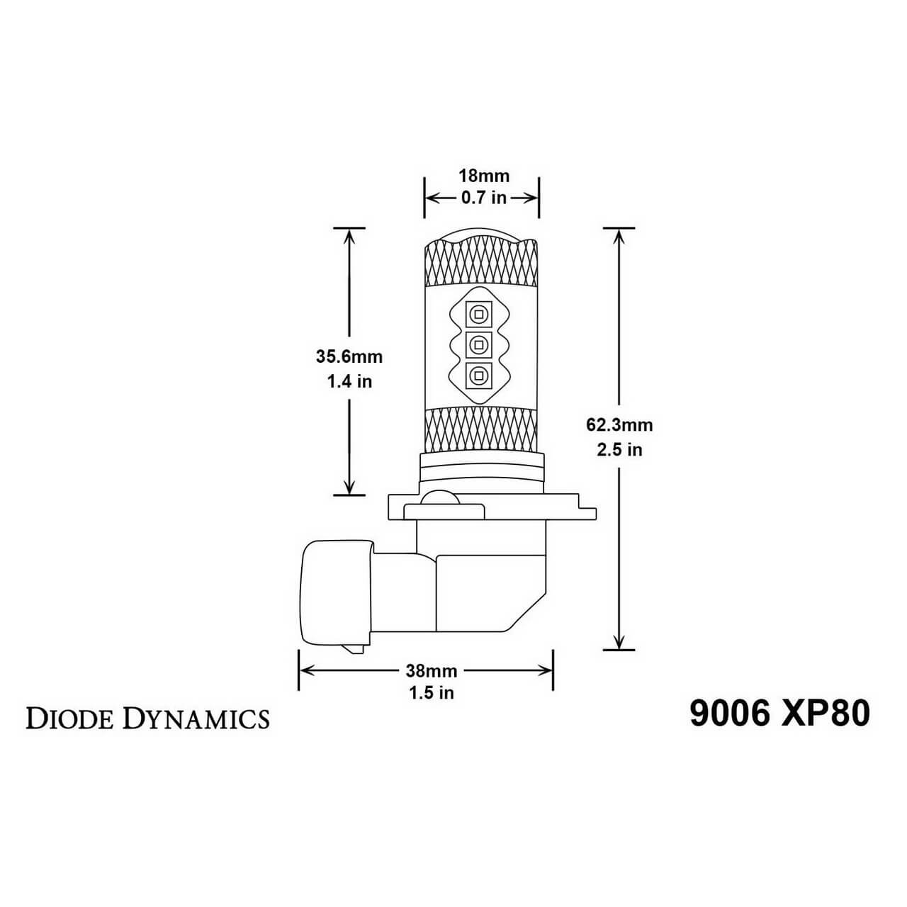Diode Dynamics 9006 XP80 LED Fog Light Bulbs (Cool White, 520 Lumens, Pair), 2008-2014 WRX & STi - Angle 3