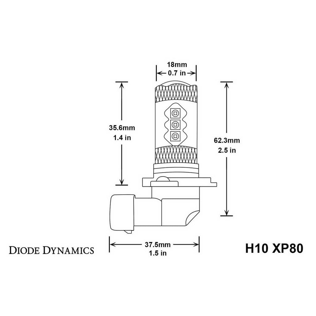 Diode Dynamics H10 XP80 LED Bulbs (Cool White, Pair) - Angle 3