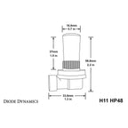 Diode Dynamics H11 HP48 LED Fog Light Bulbs (Cool White, 280 Lumens, Pair) - Angle 3