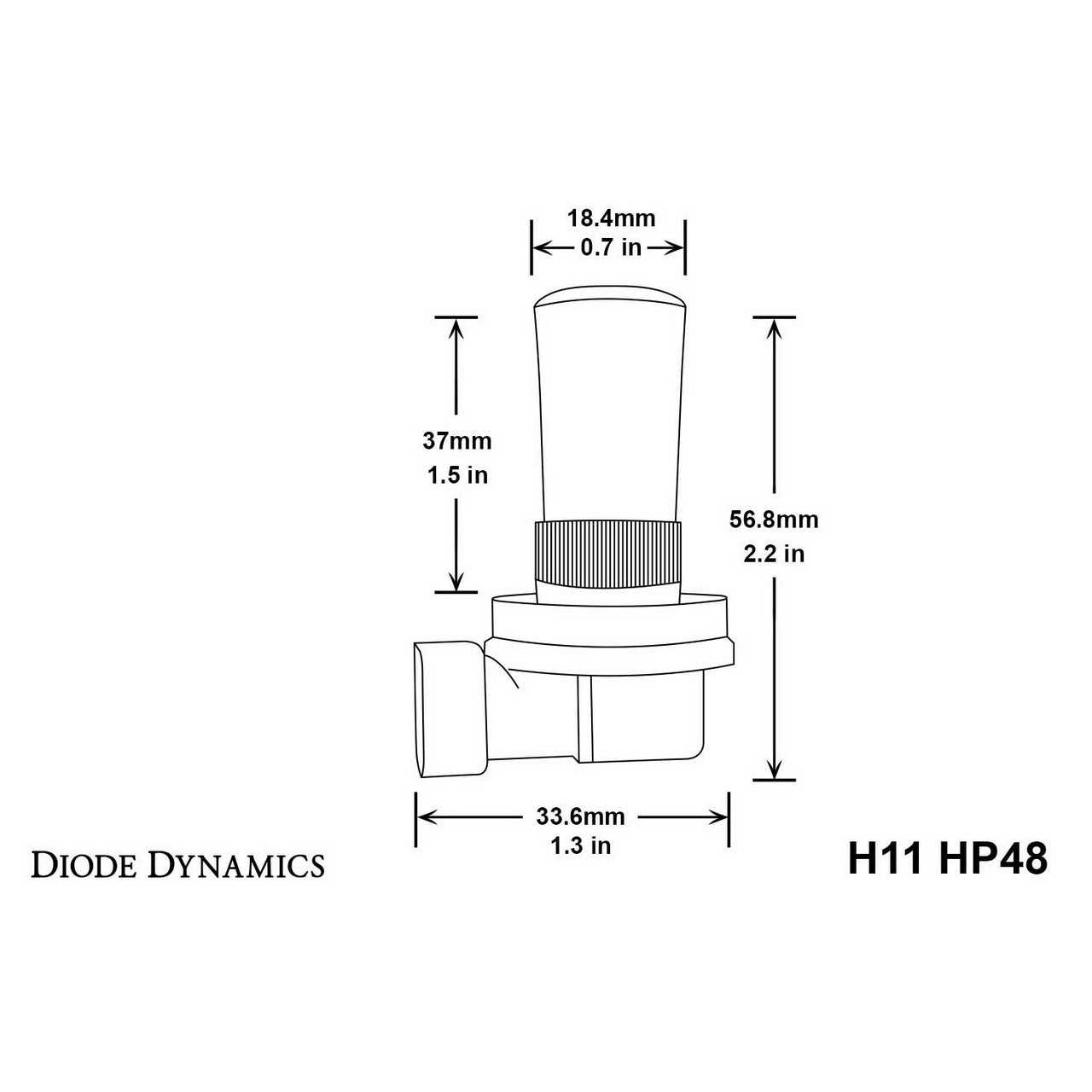 Diode Dynamics H11 HP48 LED Fog Light Bulbs (Cool White, 280 Lumens, Pair) - Angle 3