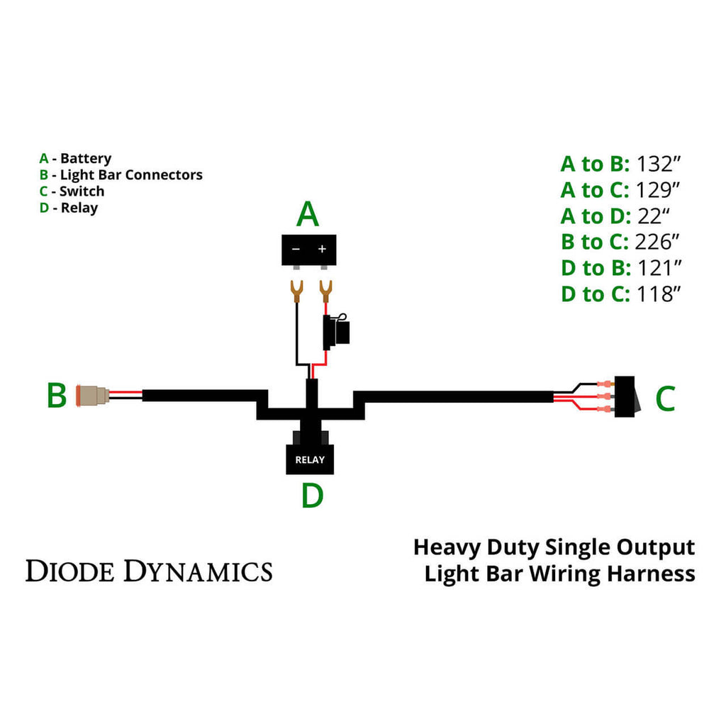 Diode Dynamics Heavy Duty Single Output Light Bar Wiring Harness - Angle 3
