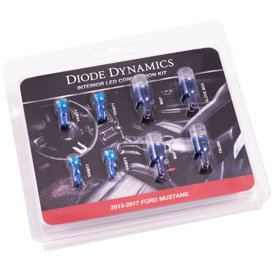 Diode Dynamics Interior LED Bulb Lighting Kit (Stage 1, Blue), 2015-2017 Mustang