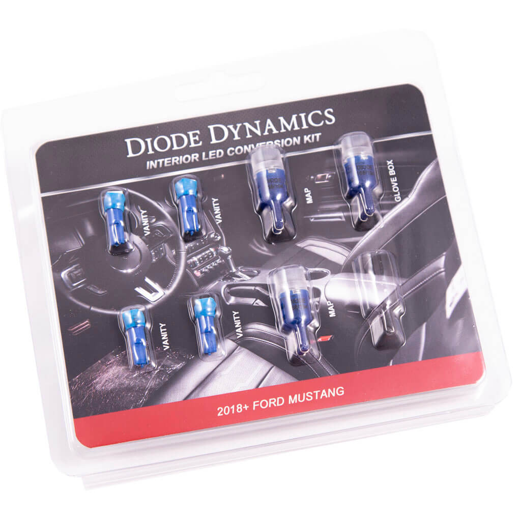 Diode Dynamics Interior LED Bulb Lighting Kit (Stage 1, Blue), 2018-2021 Mustang