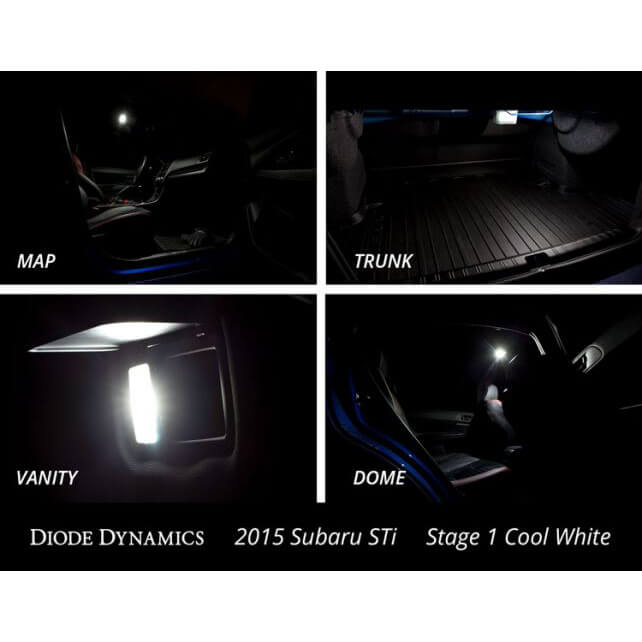 Diode Dynamics Interior LED Bulb Lighting Kit (Stage 1, Cool White), 2015-2025 WRX & 2015-2021 STi - Angle 3