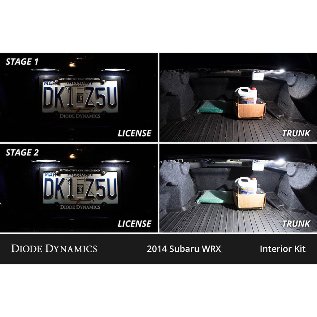 Diode Dynamics Interior LED Bulb Lighting Kit (Stage 1, Cool White), 2008-2014 WRX - Angle 2