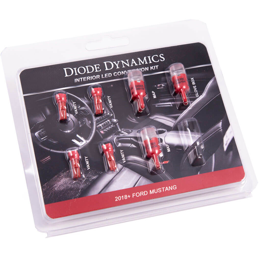 Diode Dynamics Interior LED Bulb Lighting Kit (Stage 1, Red), 2018-2021 Mustang