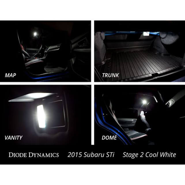 Diode Dynamics Interior LED Bulb Lighting Kit (Stage 2, Blue), 2015-2025 WRX & 2015-2021 STi - Angle 2