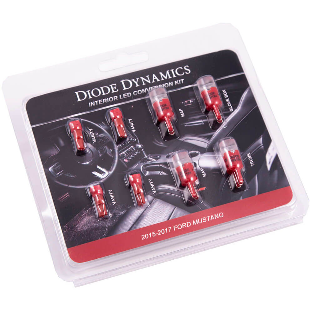 Diode Dynamics Interior LED Bulb Lighting Kit (Stage 2, Red), 2015-2017 Mustang