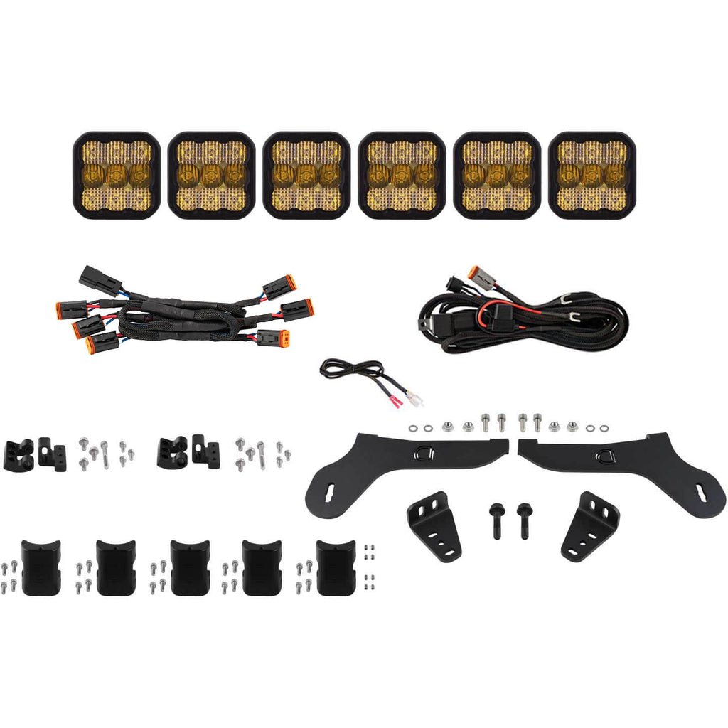 Diode Dynamics SS5 Sport CrossLink Grille LED Lightbar Kit (Combo, Yellow), 2017-2020 F-150 Raptor