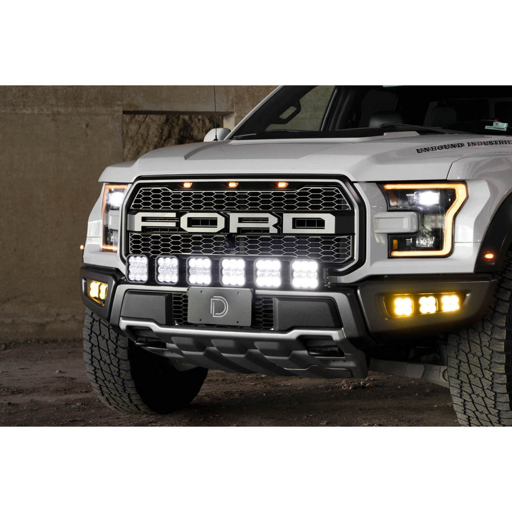 Diode Dynamics SS5 Sport CrossLink Grille LED Lightbar Kit (Combo, Yellow), 2017-2020 F-150 Raptor - Angle 2