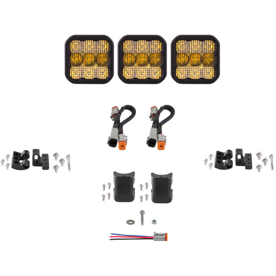 Diode Dynamics SS5 Sport Universal CrossLink 3-Pod Lightbar Yellow Combo