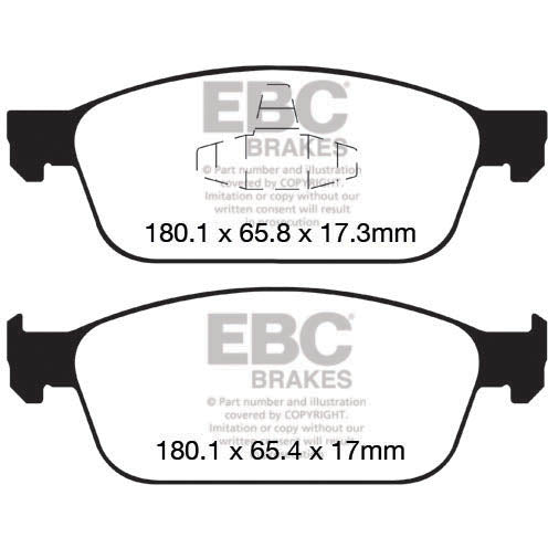 EBC Front GreenStuff Brake Pads, 2013-2018 Focus ST - Angle 3