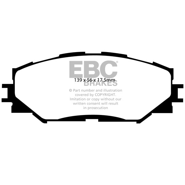 EBC Front Ultimax2 Brake Pads, 2004-2017 STi & EVO 8/9/X - Angle 3