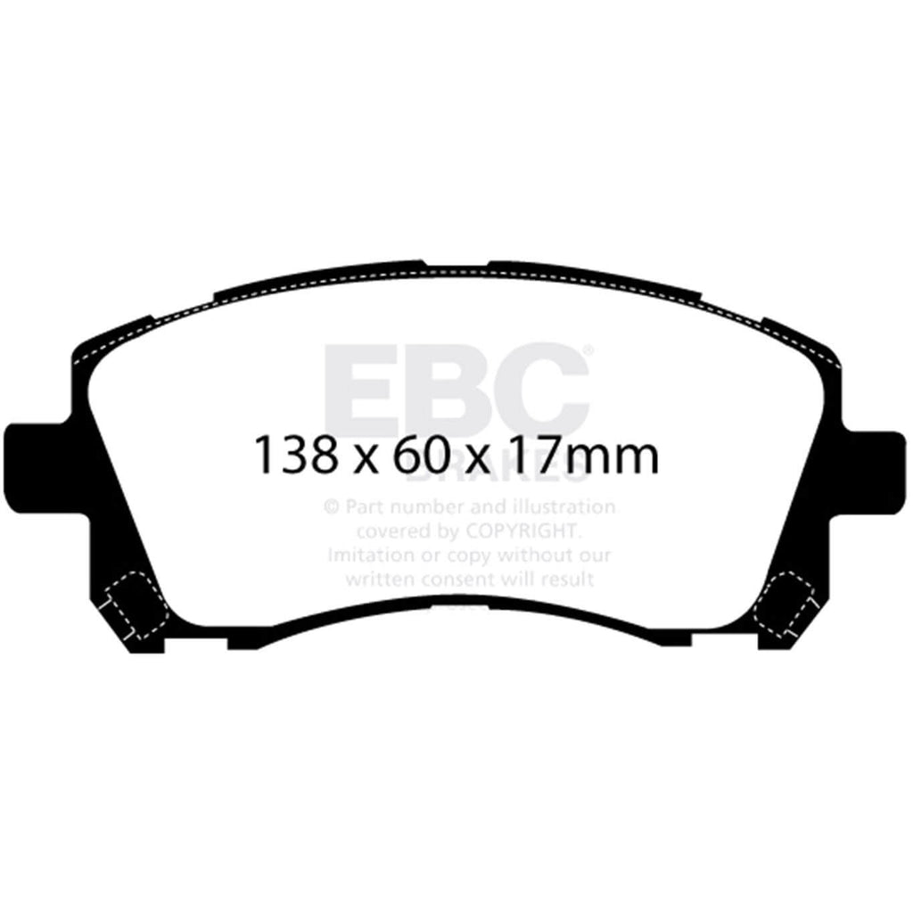 EBC Front Ultimax2 Brake Pads, 2002 WRX - Angle 3