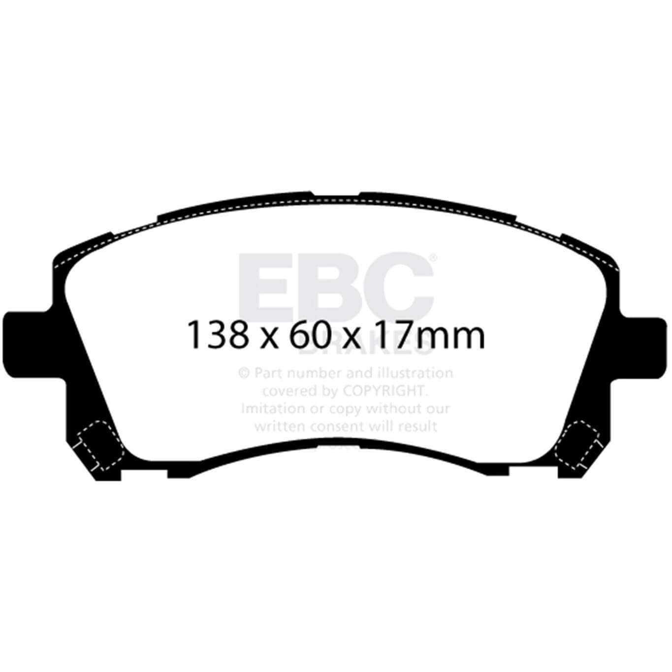 EBC Front Ultimax2 Brake Pads, 2002 WRX - Angle 3