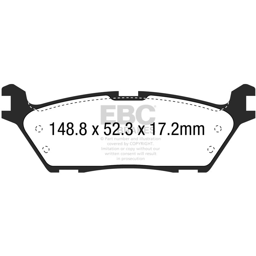 EBC Greenstuff Rear Brake Pads, 2017-2020 F-150 Raptor w/ Elect. Park Brake - Angle 3