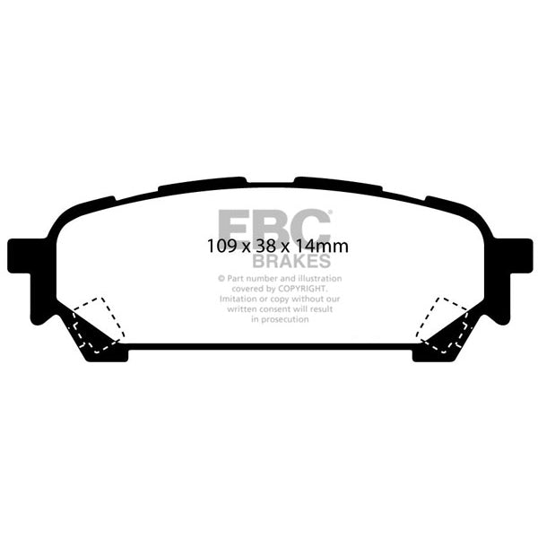EBC Rear Ultimax2 Brake Pads, 2004-2005 WRX - Angle 3