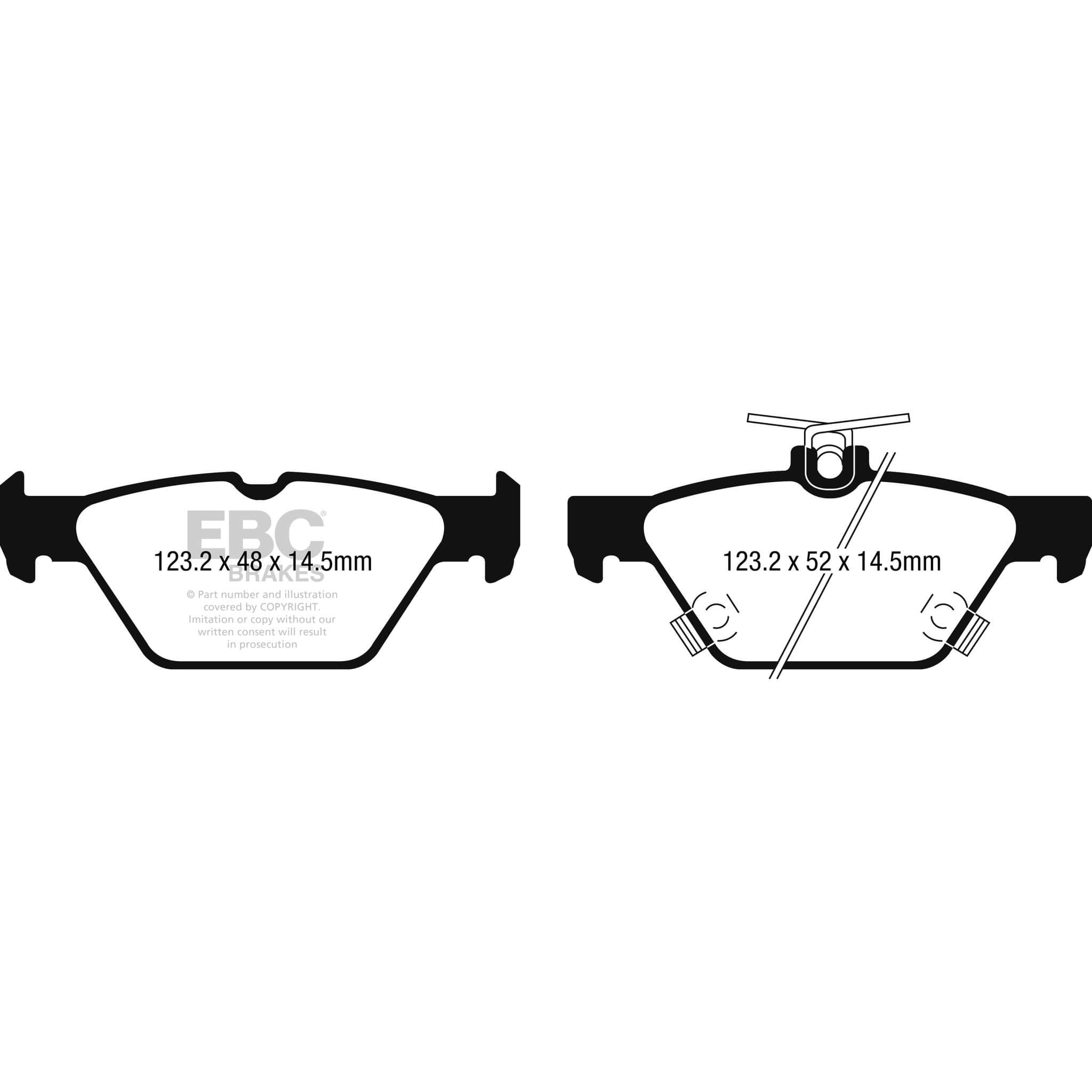 EBC Rear Ultimax2 Brake Pads, 2018-2025 WRX w/ CVT & Eyesight - Angle 3
