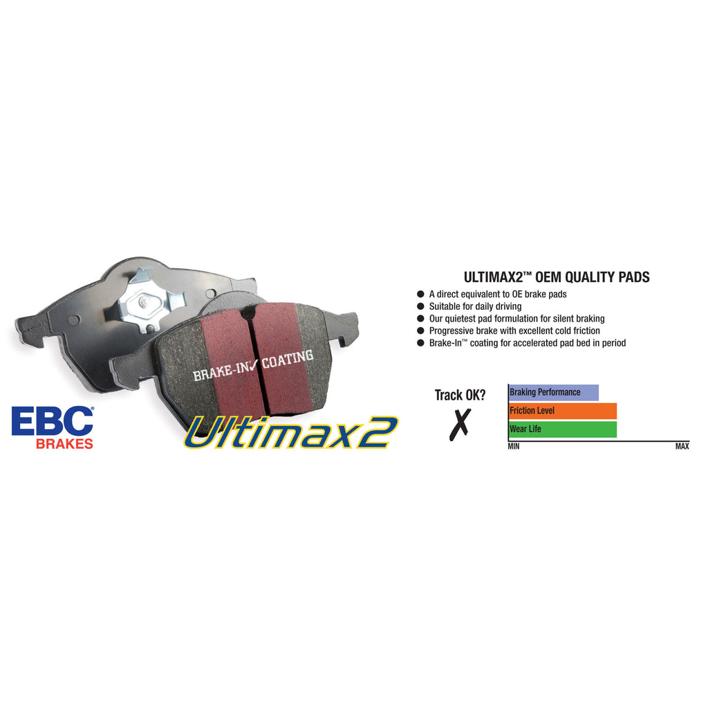 EBC Rear Ultimax2 Brake Pads, 2014-2019 Fiesta ST - Angle 2