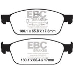 EBC RedStuff Front Brake Pads, 2013-2018 Focus ST - Angle 3