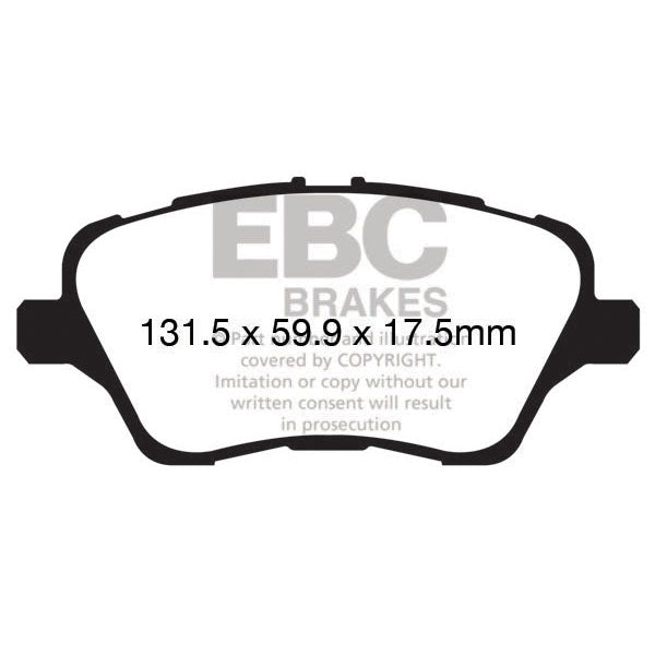 EBC RedStuff Front Brake Pads, 2014-2019 Fiesta ST - Angle 3