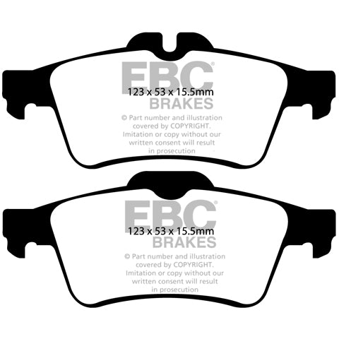 EBC RedStuff Rear Brake Pads, 2013-2017 Focus ST & 2016+ Focus RS - Angle 3