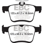 EBC RedStuff Rear Brake Pads, 2015-2019 Golf R - Angle 3