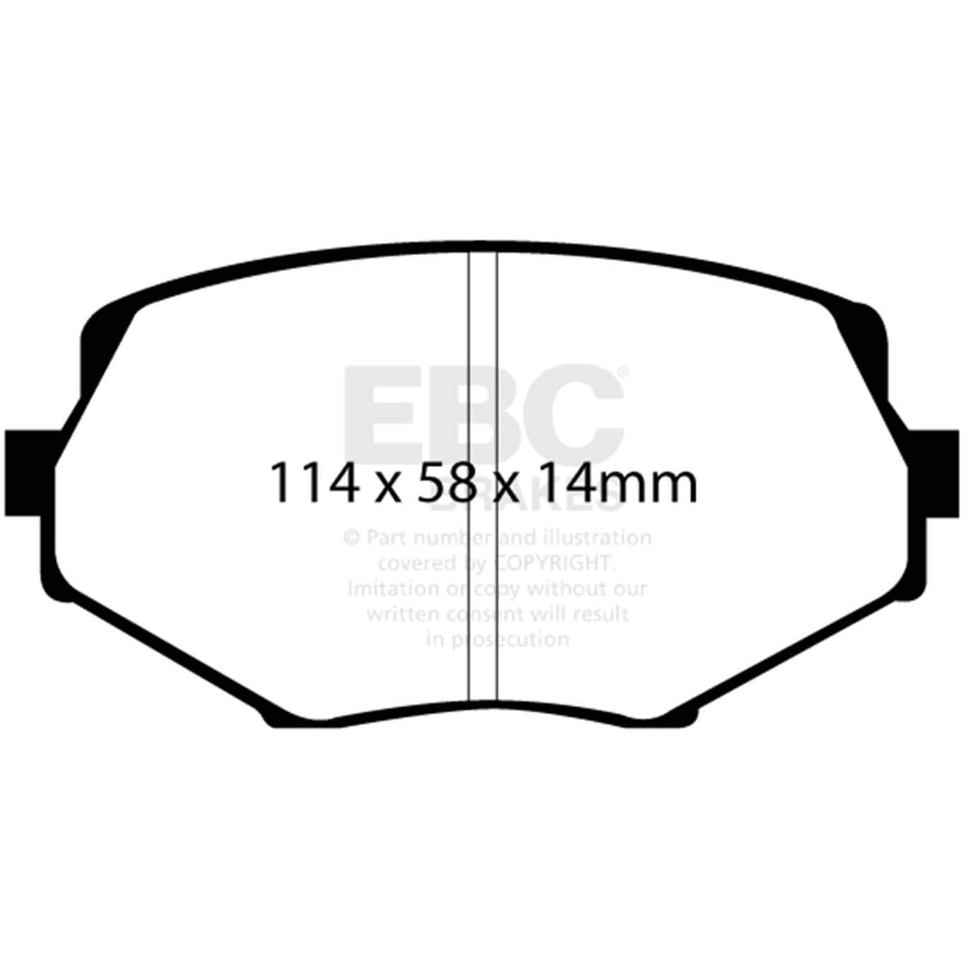 EBC YellowStuff Front Brake Pads, 1990-2005 Miata - Angle 3