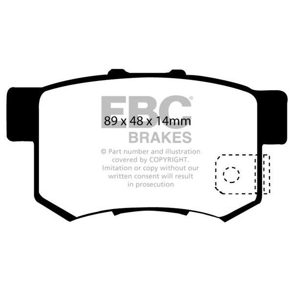 EBC YellowStuff Rear Brake Pads, 2000-2009 S2000 - Angle 3