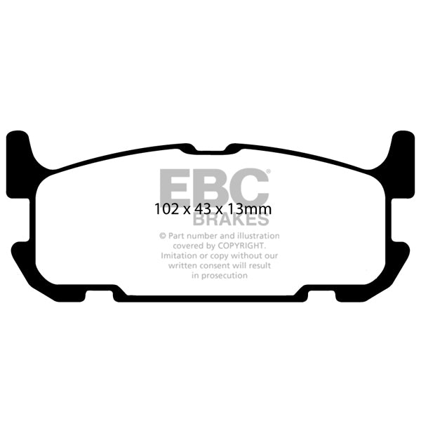EBC YellowStuff Rear Brake Pads, 2004-2005 Miata - Angle 3