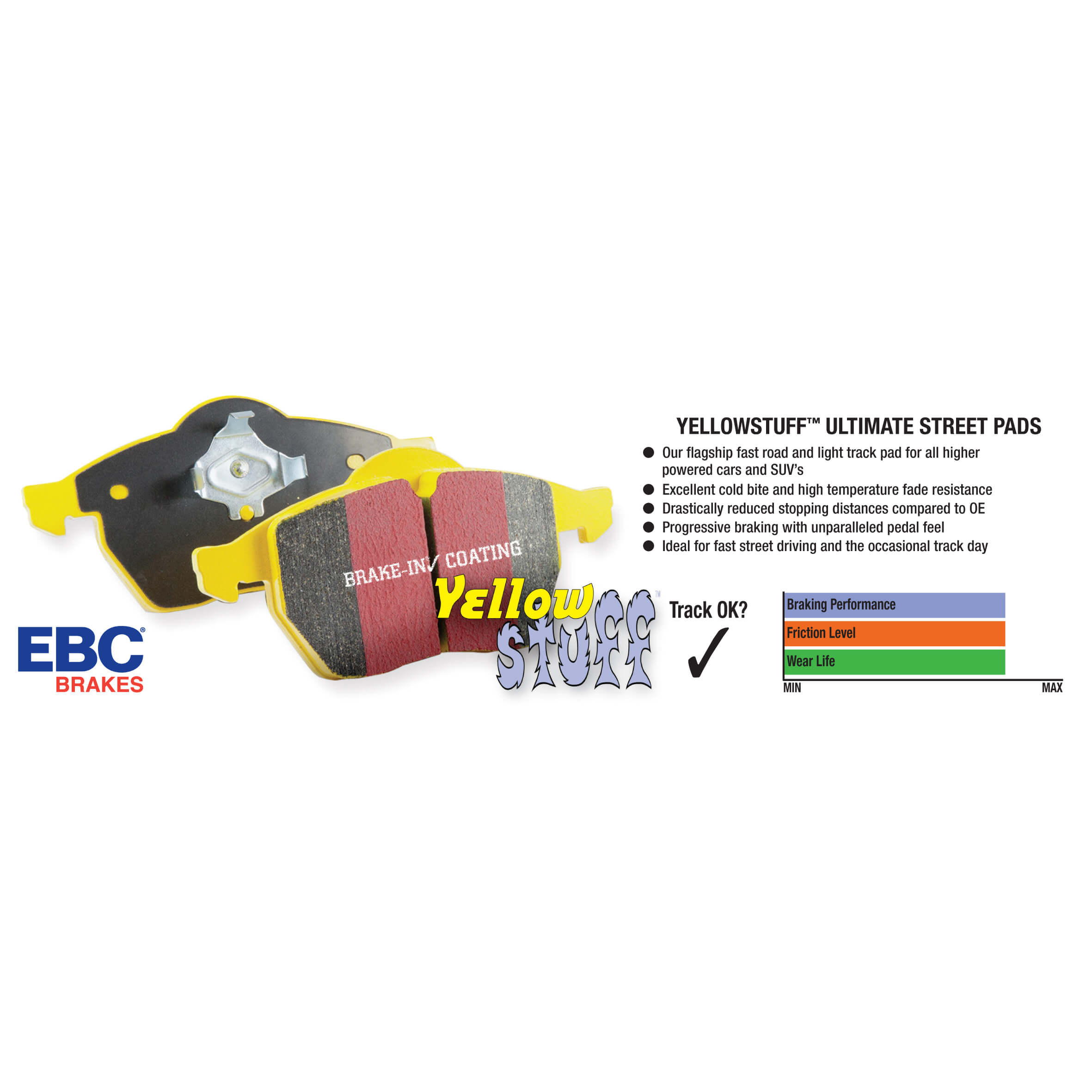 EBC YellowStuff Rear Brake Pads, 2018-2021 STi - Angle 2